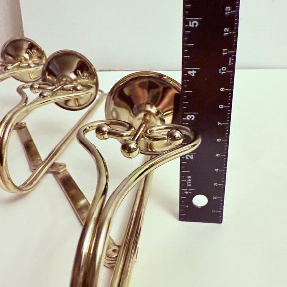 Hollywood Regency Brass Wall Sconce Triple Taper Candle Holder VTG 70s Elegant - Picture 10 of 15